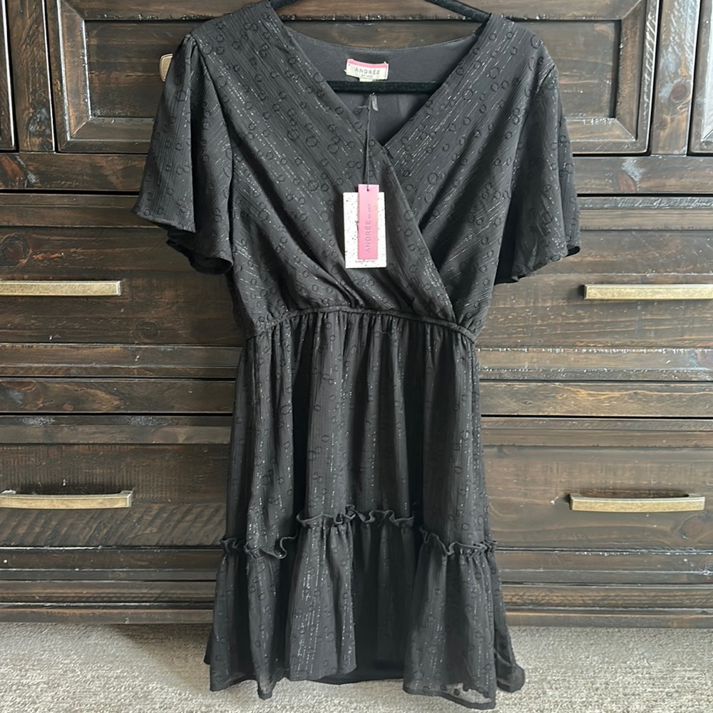 NWT | Women’s Black Polka Dot Dress | Andrée by unit | Large